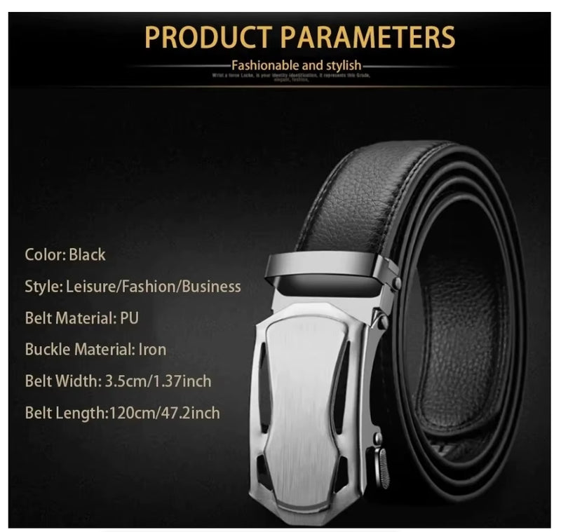 Fashion Business Men'S Belt Genuine Luxury Belt Metal Buckle Belt Soft Belt
