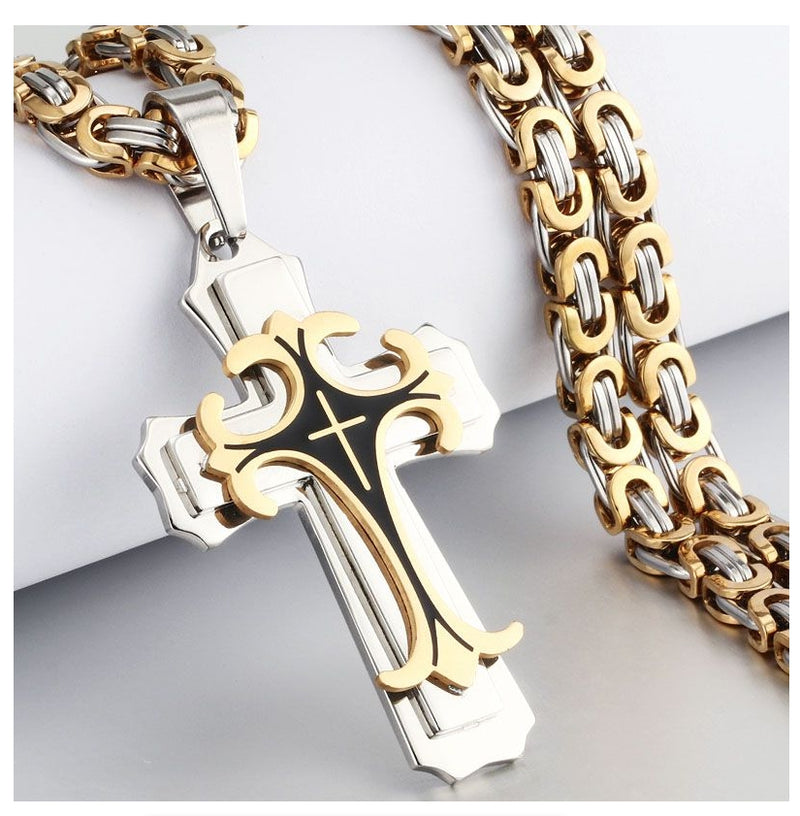 Cross Necklace Multi-layers Stainless Steel Cross Pendants Necklaces