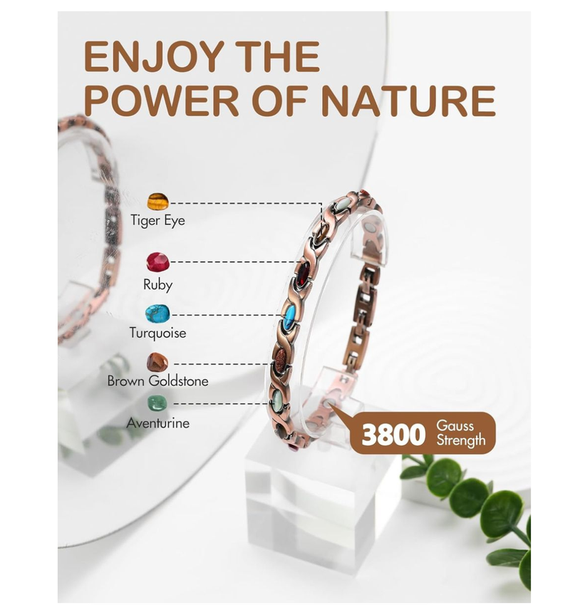 Pure Copper Health Bracelets for Woman, Ultra Strength Magnetic Bracelet