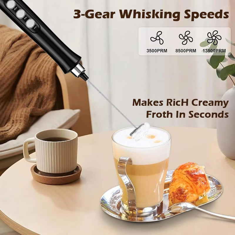 Electric Milk Frother Handheld Foam Maker for Latte, Cappuccino, Chocolate