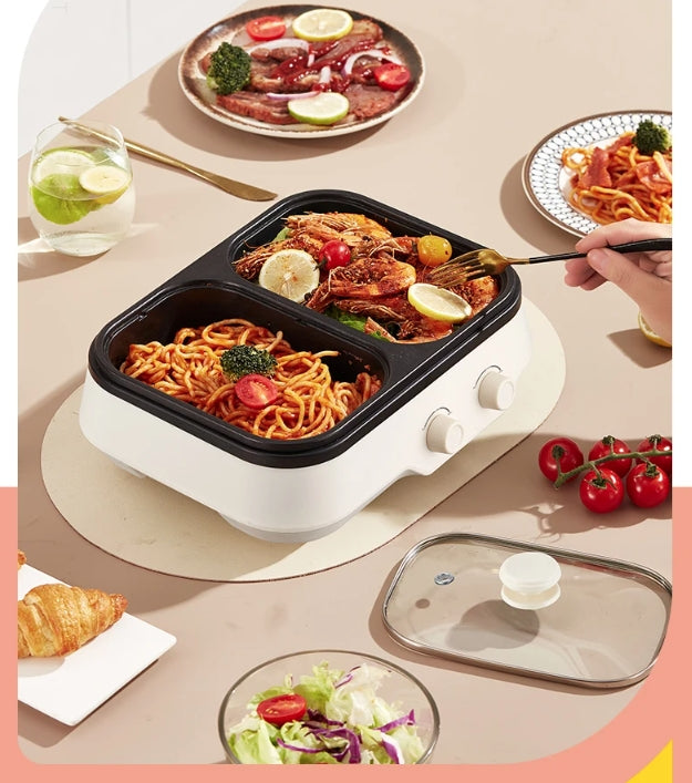 Electric Hot Pot Grill Cooker Household Multi-Cooker Non-Stick Cooking Pot