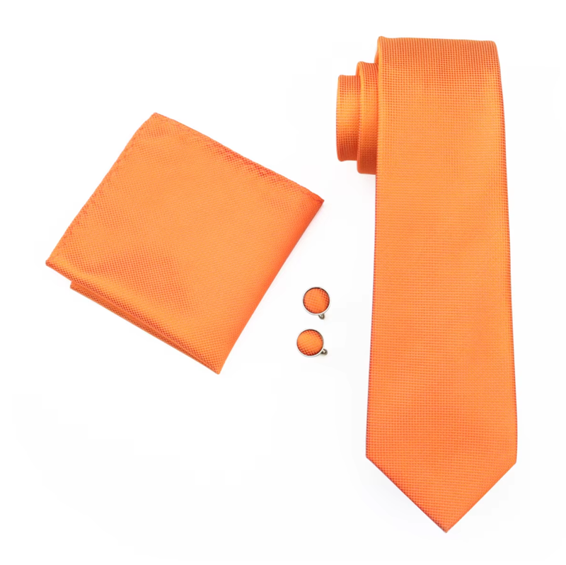 Men Tie Handkerchief Cufflinks Set Jacquard Necktie Wedding Business