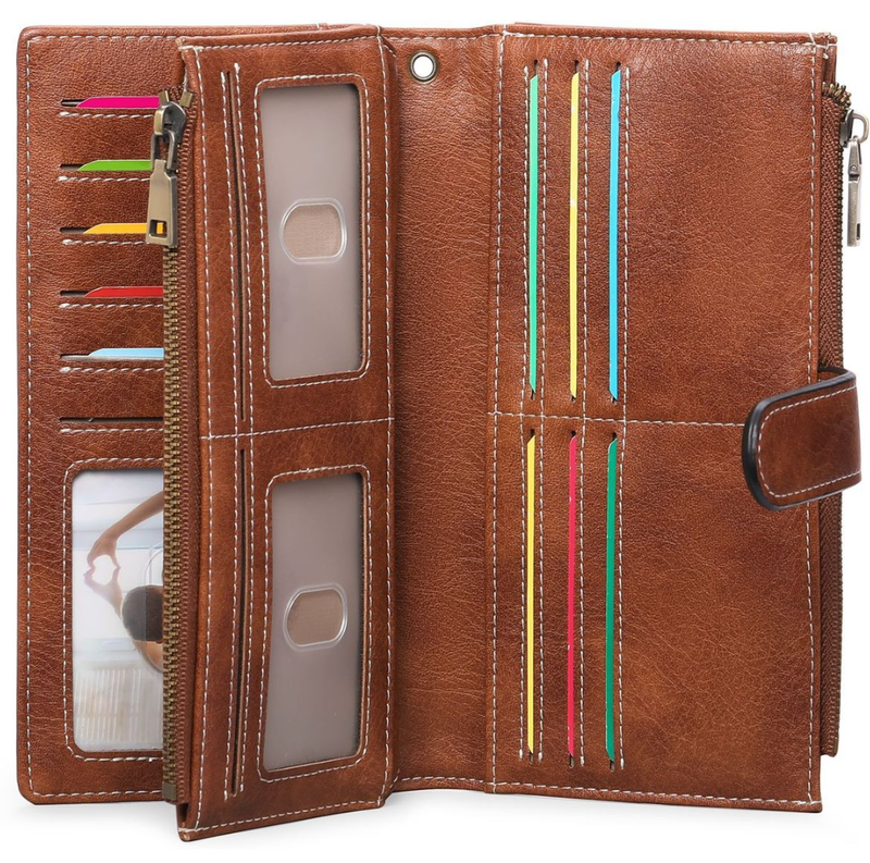 Vintage RFID Leather Wallet for Woman - 3-Fold - IPSTYLE