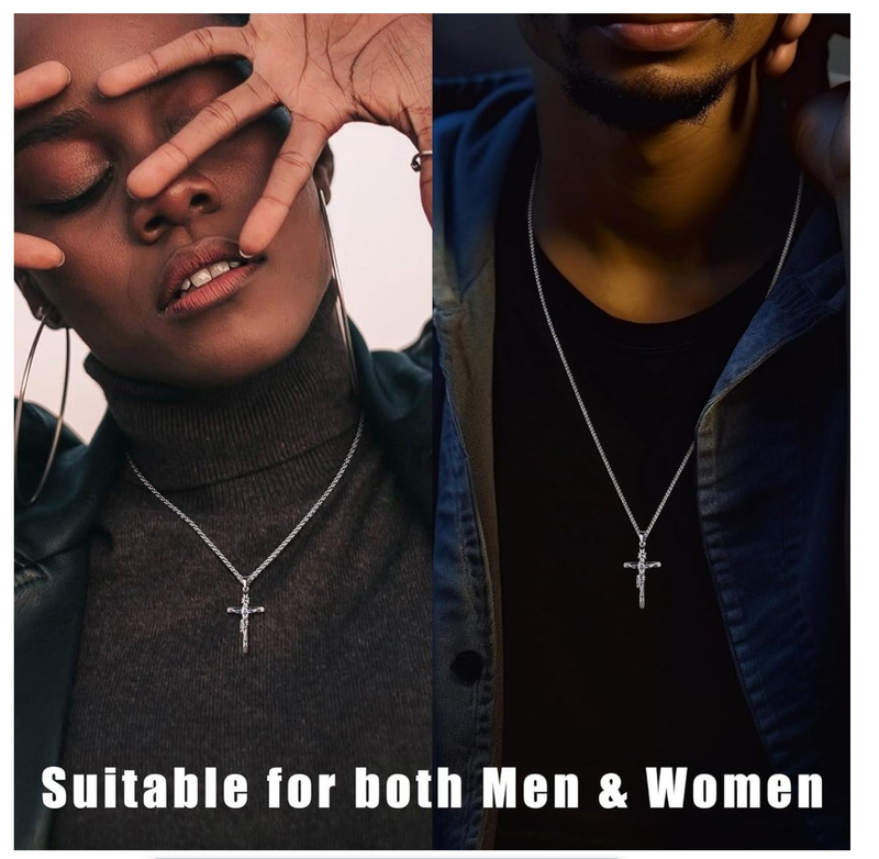 Cross Pendant Necklace Men Woman Crucifix Necklace Stainless Steel Chain