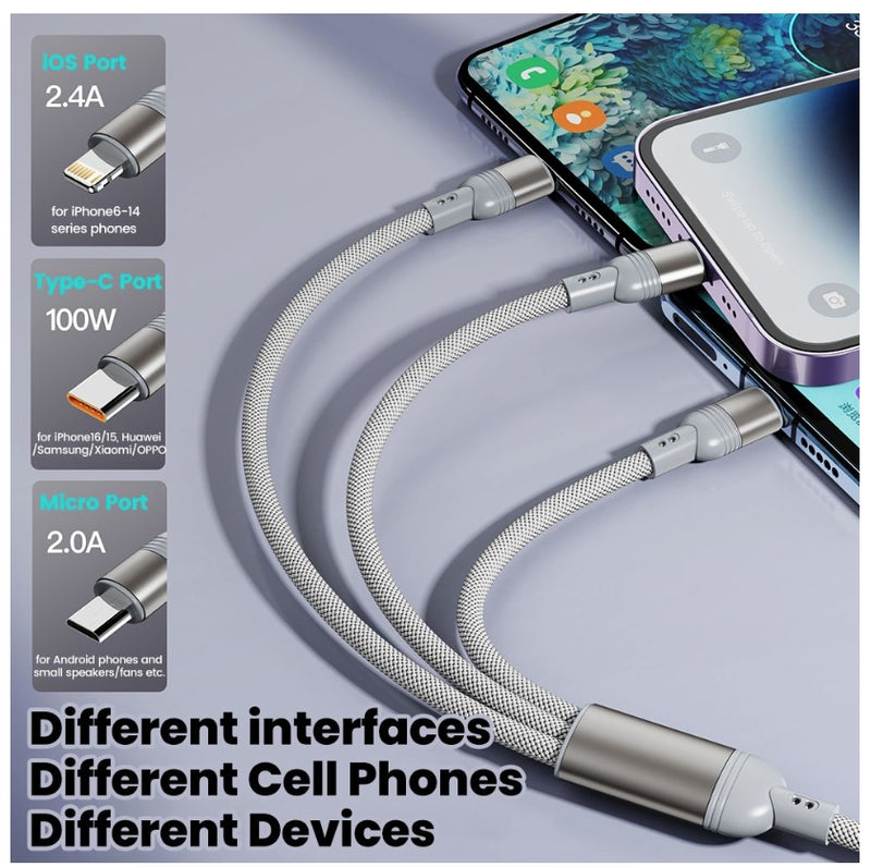 5 in 1 Cable USB Type C to C/Lighting/Micro Fast Charging Cable