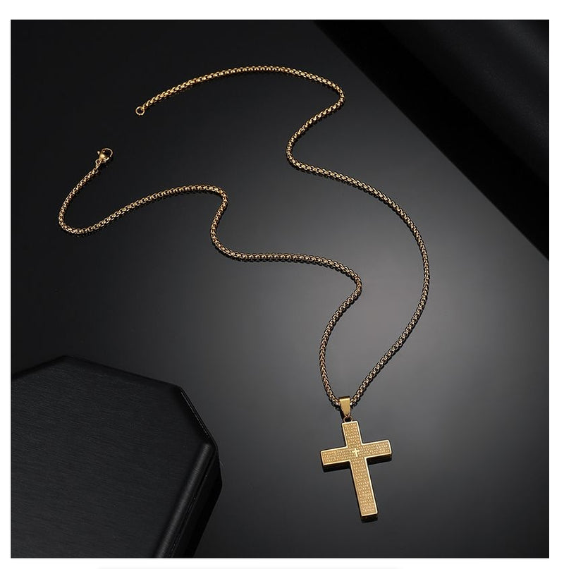 Cross Pendant Necklace For Men Our Father Who Art In Heaven Jewelry