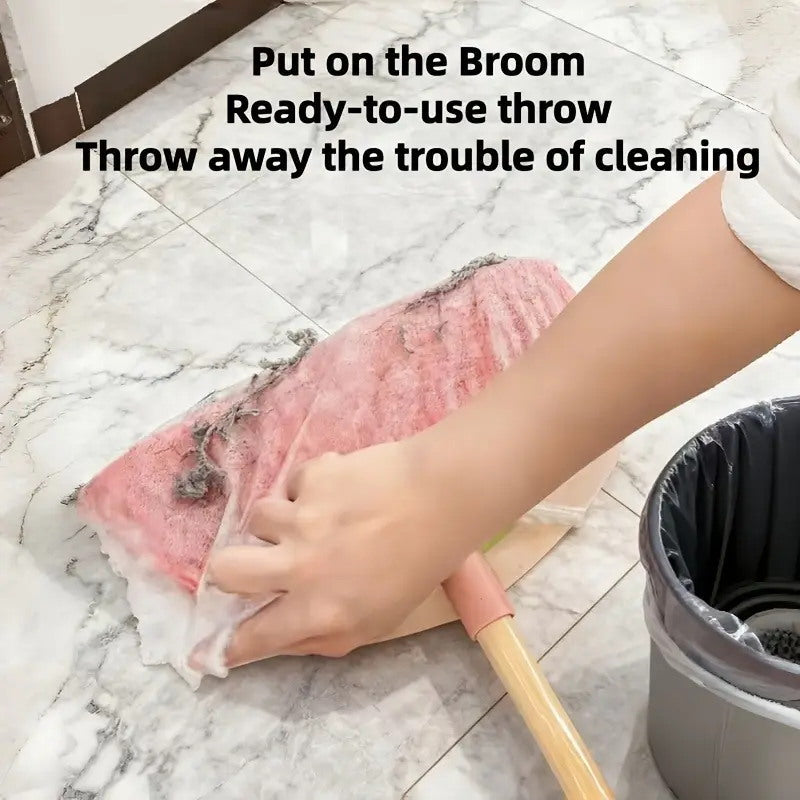 100Piece Disposable Broom Covers, Anti-Tangle Sweeping Bags for Hair & Dust Cleaning