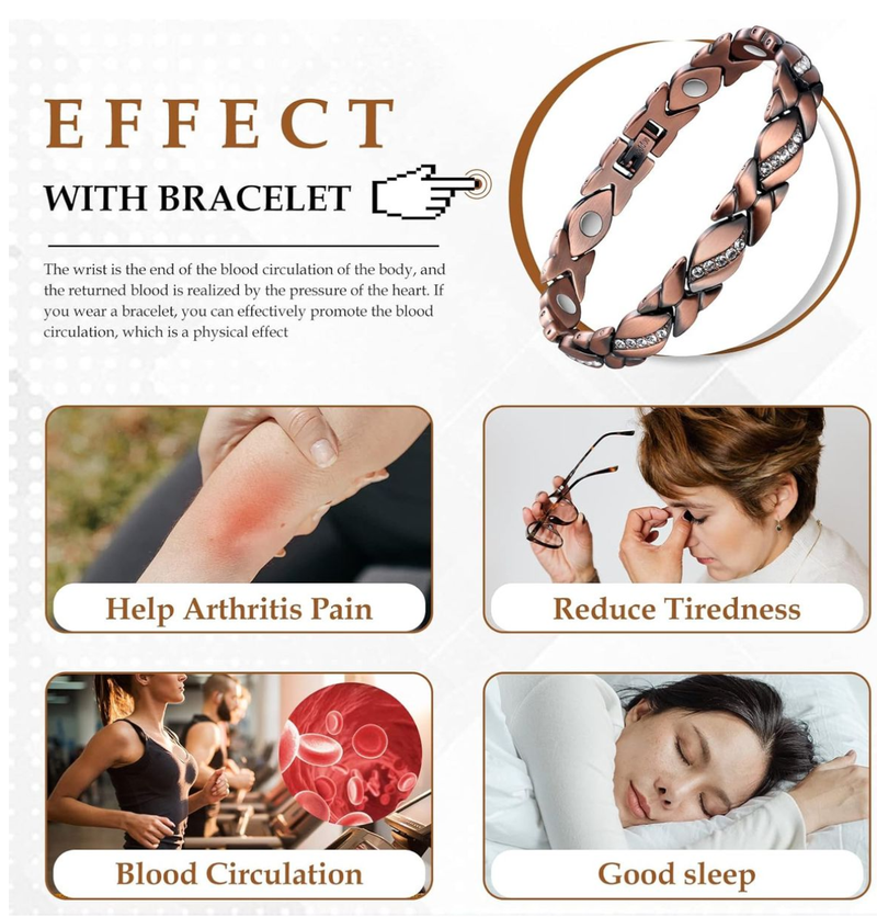 Pure Copper Bracelets for Woman with 3500 Gauss Magnets