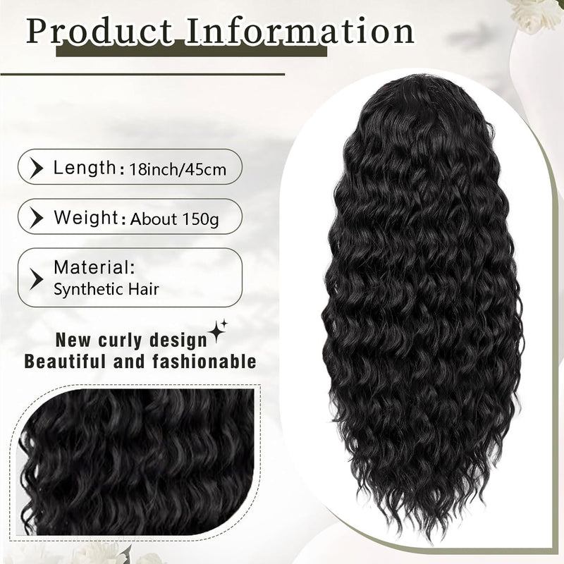 Woman Long High Temperature Fiber Deep Wave Ponytail Extension