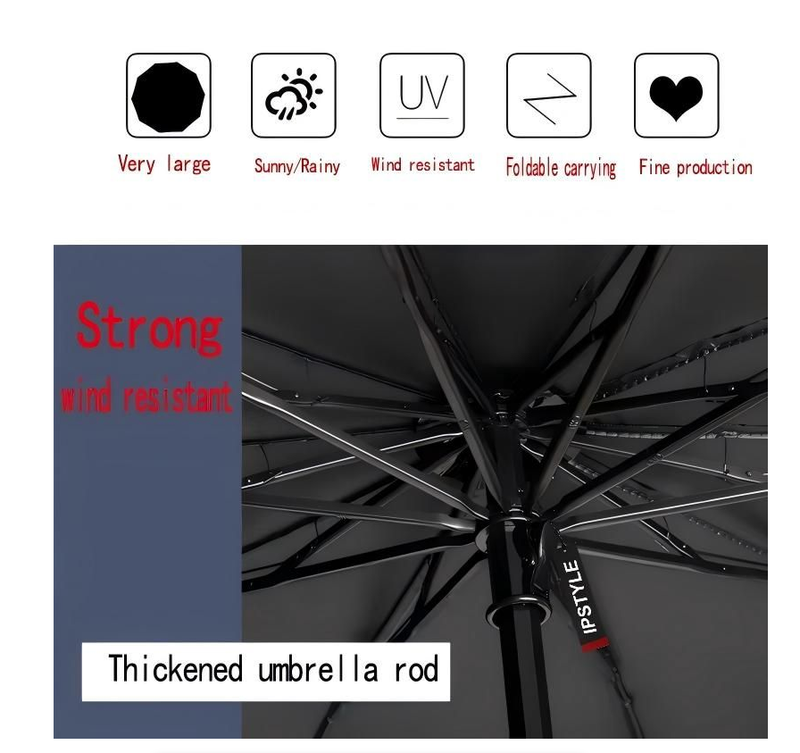 Oversized Folding Umbrella Windproof and Waterproof Large Sun Rain - 130CM