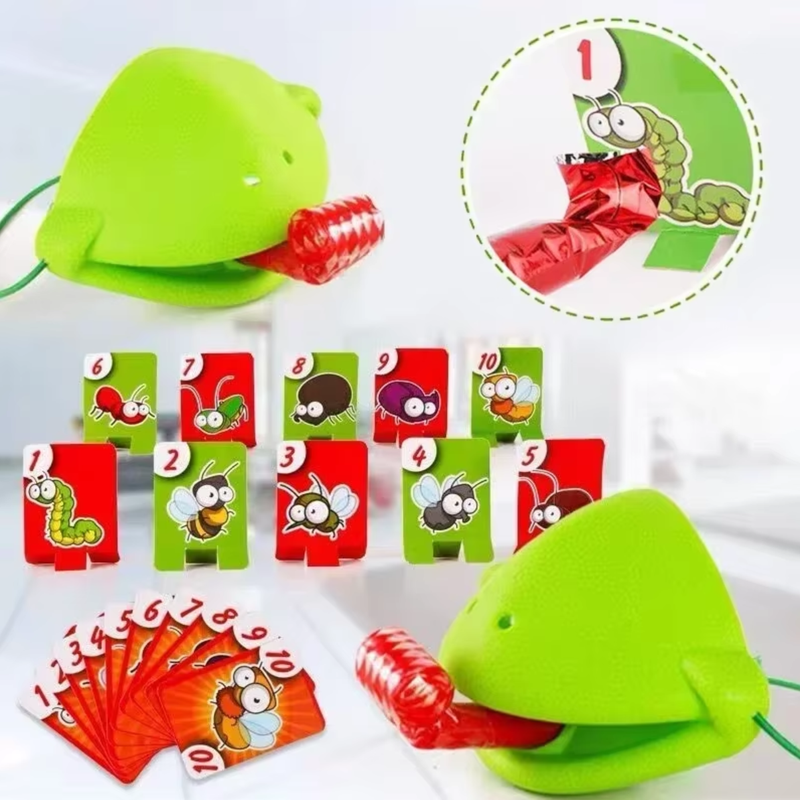 Board Game Interactive Toy Frog Mask Wagging Tongue Lick Cards Toy for Kids