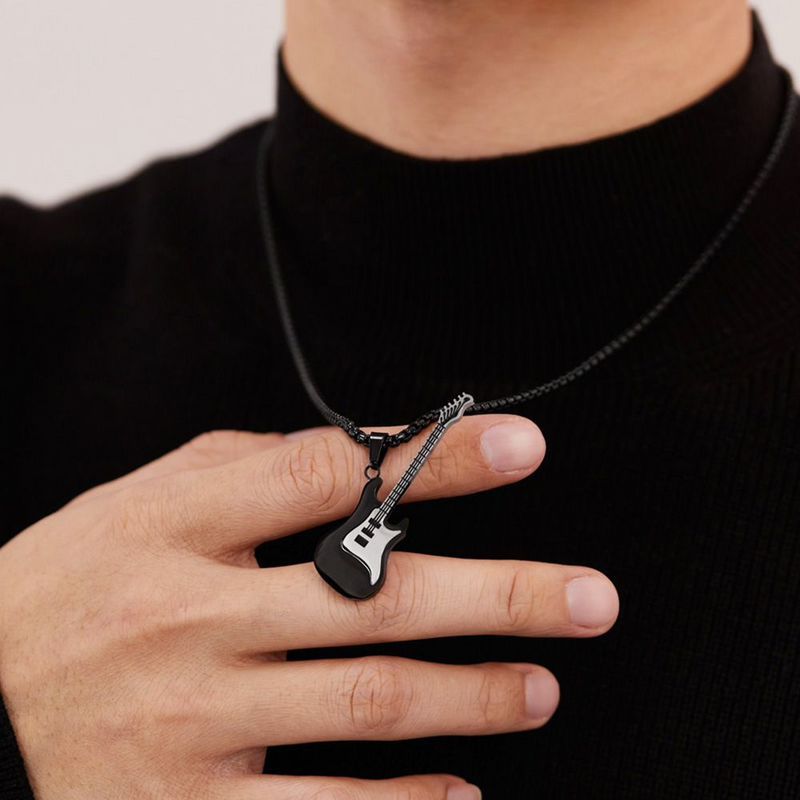 Men's Necklace - Musical Based Rock Hip Hop Electric Guitar Bass Necklace