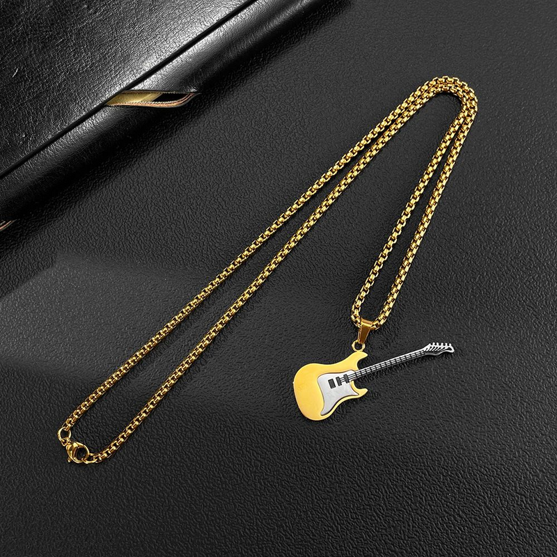 Men's Necklace - Musical Based Rock Hip Hop Electric Guitar Bass Necklace