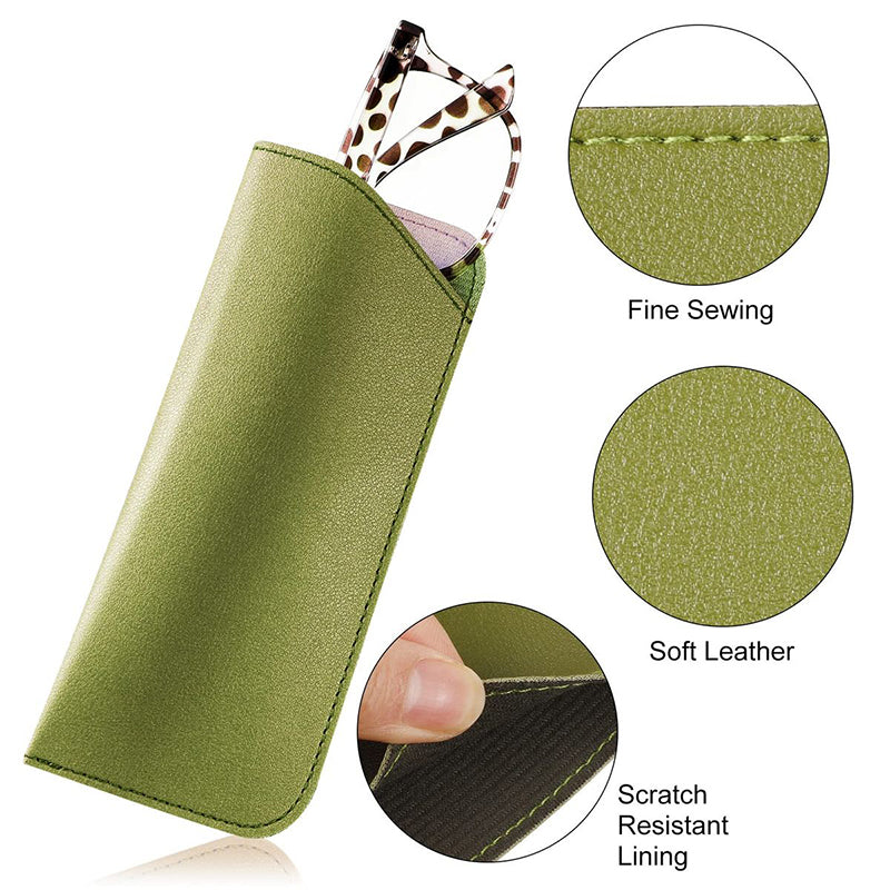 6Pcs Soft PU Leather Eyeglass Pouch | Portable Solid Color Sunglasses Case Set