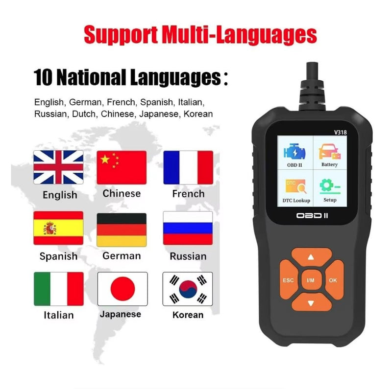 V318 OBD2 Scanner Car Fault Diagnostic Instrument Engine Reading Clear