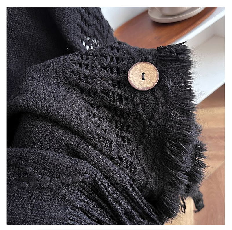 Autumn Winter Women Knitted Cape Shawl Wrap Cloak Ethnic Hooded Poncho