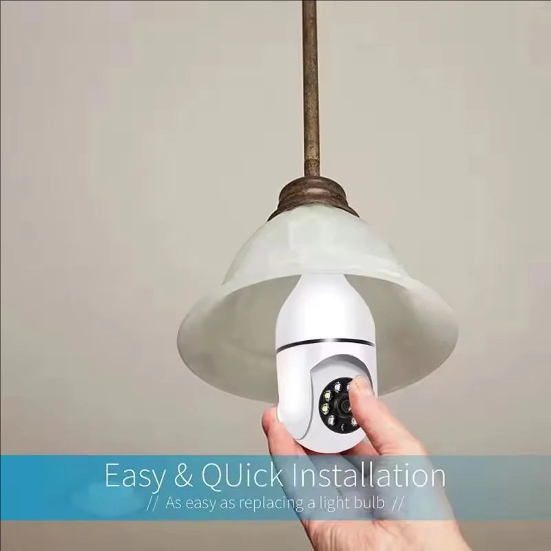 2MP E27 Socket Lamp Holder CCTV WiFi IP Camera PTZ Two Way Audio Home Security Bulb Camera