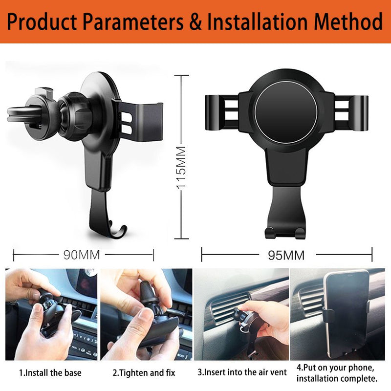 Gravity Car Phone Mount Hands Free One Handed Cell Phone Holder