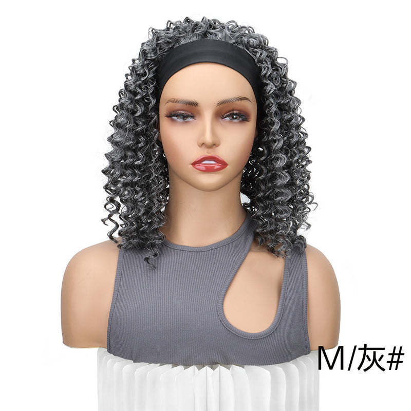 European and American-style Mall Curly Headband with Hair Cover