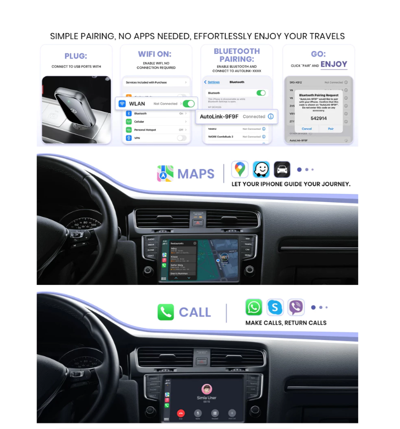 Wireless CarPlay Adapter 2in1 Wired to Wireless CarPlay Adapter