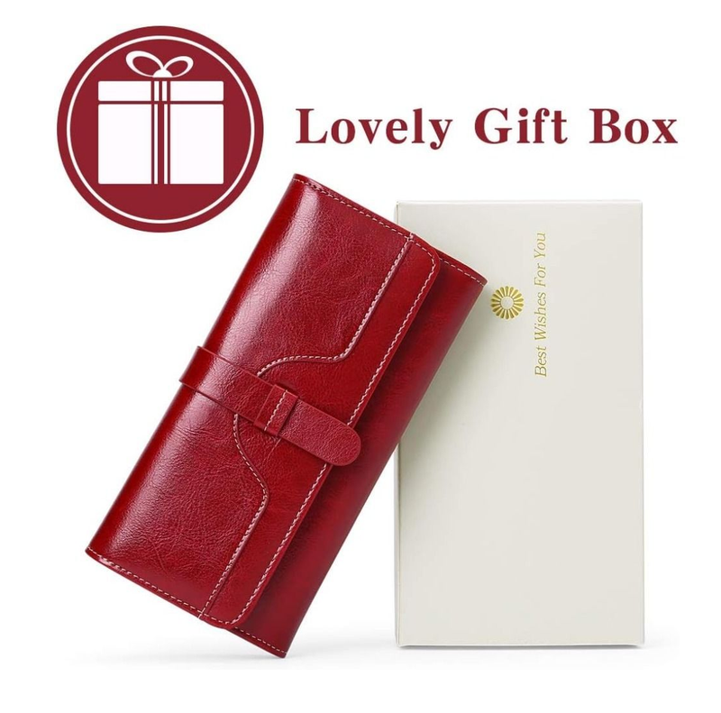 Woman Wallets Leather with Blocking Trifold Credit Card Holder - IPSTYLE
