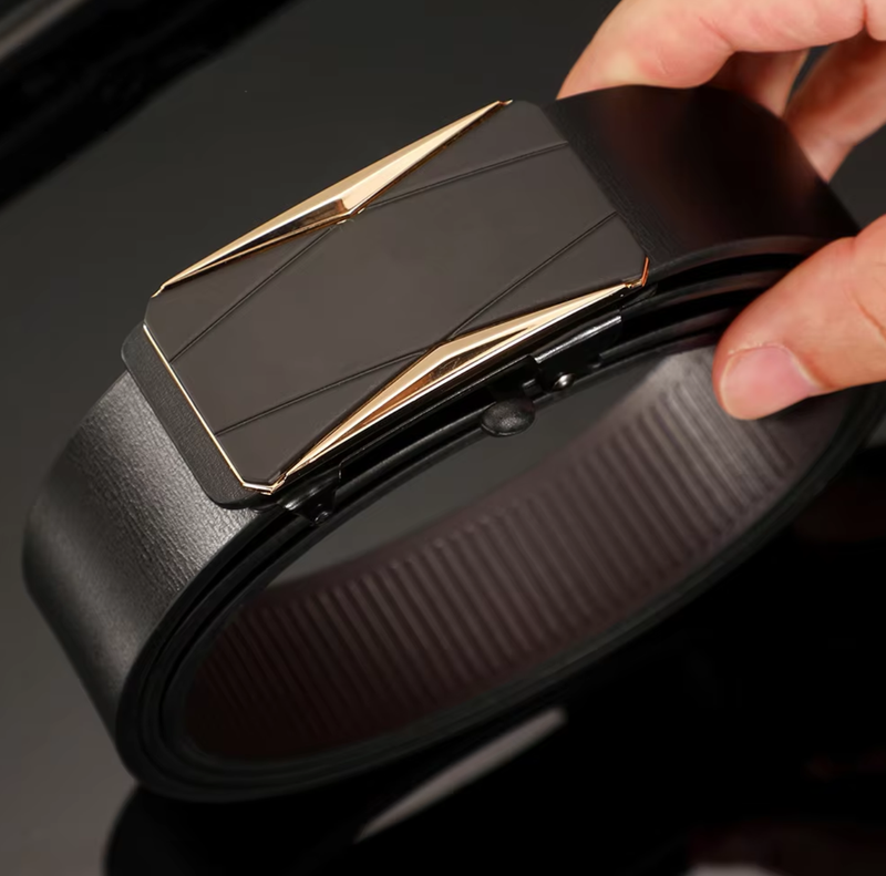 Men's Belts Luxurious PU Belts Men's Fashion Toothless Automatic Simple Buckle Belts