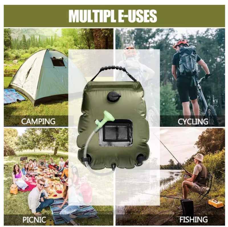 Camping Shower Solar Bath Shower Heating Water Bag Camping Hiking Travel