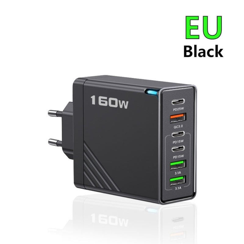 6 Ports Phone Charger Adapter Plug USB A+C with LED Multi Ports