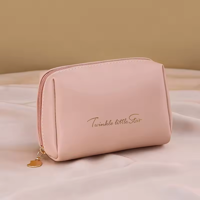 Travel Portable Water Resistant PU Leather Toiletry Bag Small Zipper Cosmetic Makeup Pouch for Woman Girls