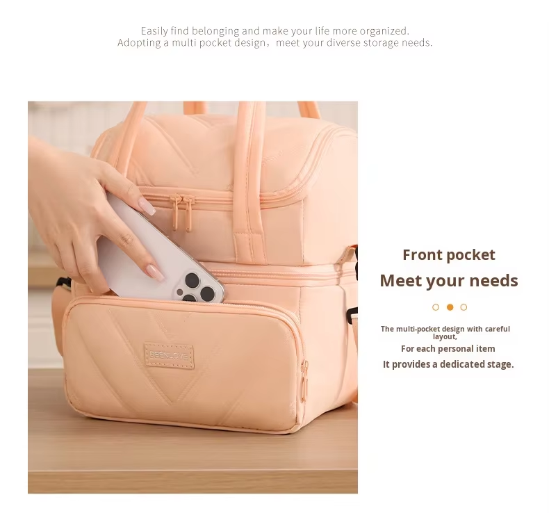 Double Layer Zipper Lunch Cooler Bag Cross-Border