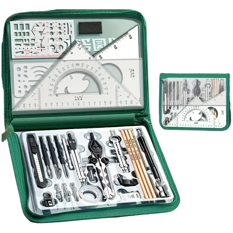 28Pcs Professional Drafting Kit, Engineering Drawing Tools Set with Zipper Case for Students, Architects