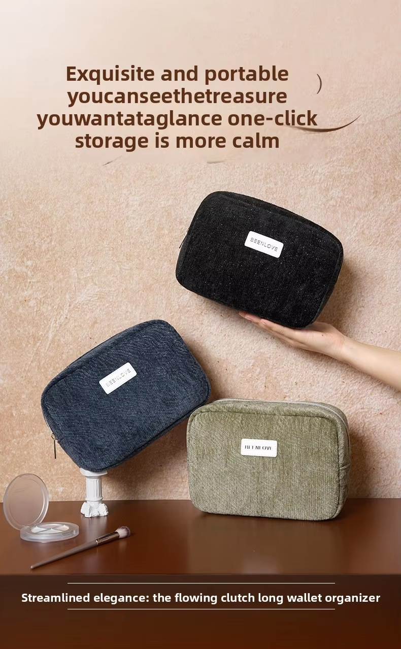 New Style Modern Zipper Clutch Cosmetic Toiletries Bag