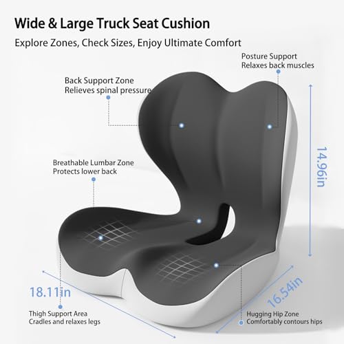 Ergonomic Memory Foam Seat Cushion with Back Support, Orthopedic Cushion for Office Chair, Car, Relieve Back & Hip Pain