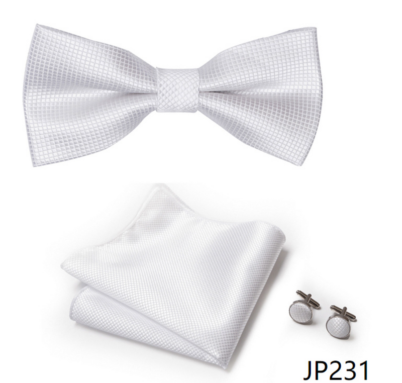 IPSTYLE Men's Bow Tie Set - Pocket Square, Cufflinks and Gift Box