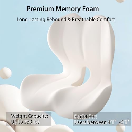Ergonomic Memory Foam Seat Cushion with Back Support, Lumbar Support Pillow for Car, Office Chair, Truck, Relieve Back Pain