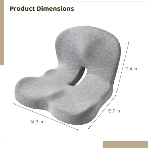 Ergonomic Memory Foam Seat Cushion with Back Support, Orthopedic Cushion for Office Chair, Car, Relieve Back & Hip Pain