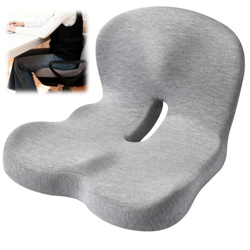 Ergonomic Memory Foam Seat Cushion with Back Support, Orthopedic Cushion for Office Chair, Car, Relieve Back & Hip Pain