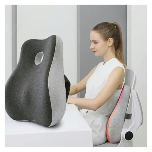Ergonomic Memory Foam Seat Cushion with Back Support, Lumbar Support Pillow for Car, Office Chair, Truck, Relieve Back Pain
