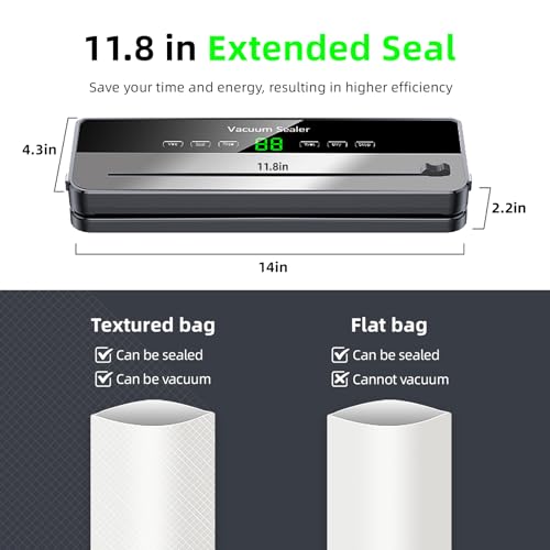 Food Vacuum Sealer Machine with Cutter Automatic and Manual Sealer Dry Moist Food Modes vacuum sealer