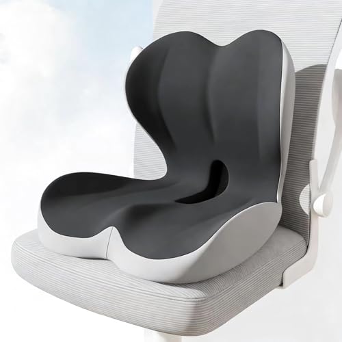 Ergonomic Memory Foam Seat Cushion with Back Support, Lumbar Support Pillow for Car, Office Chair, Truck, Relieve Back Pain