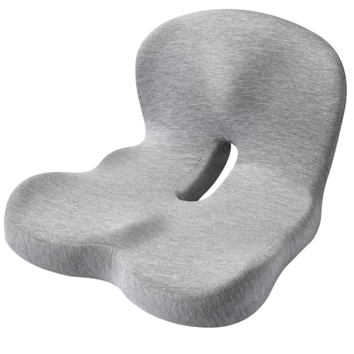 Ergonomic Memory Foam Seat Cushion with Back Support, Orthopedic Cushion for Office Chair, Car, Relieve Back & Hip Pain