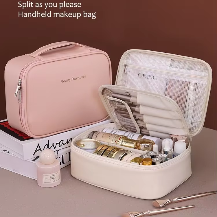 New Product Freely Split Towel Zipper Large Capacity High-End Feel Multi-Functional Cosmetic Organizer Bag Niche