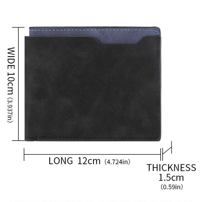 PU Leather Short Wallet Two-fold Multiple Pockets Large Slim Wallet Men