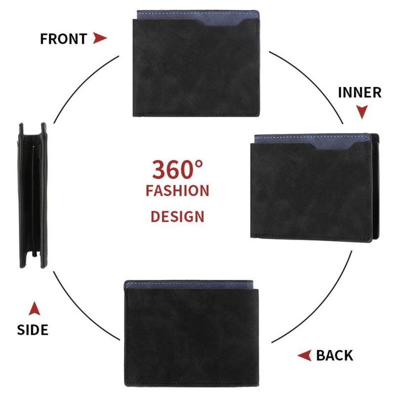 PU Leather Short Wallet Two-fold Multiple Pockets Large Slim Wallet Men