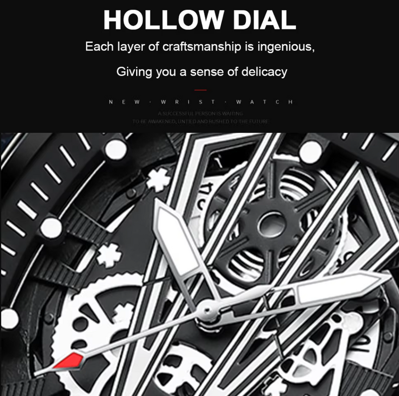 Fashion Hollow Watch Sport Waterproof Calendar Men Watchess