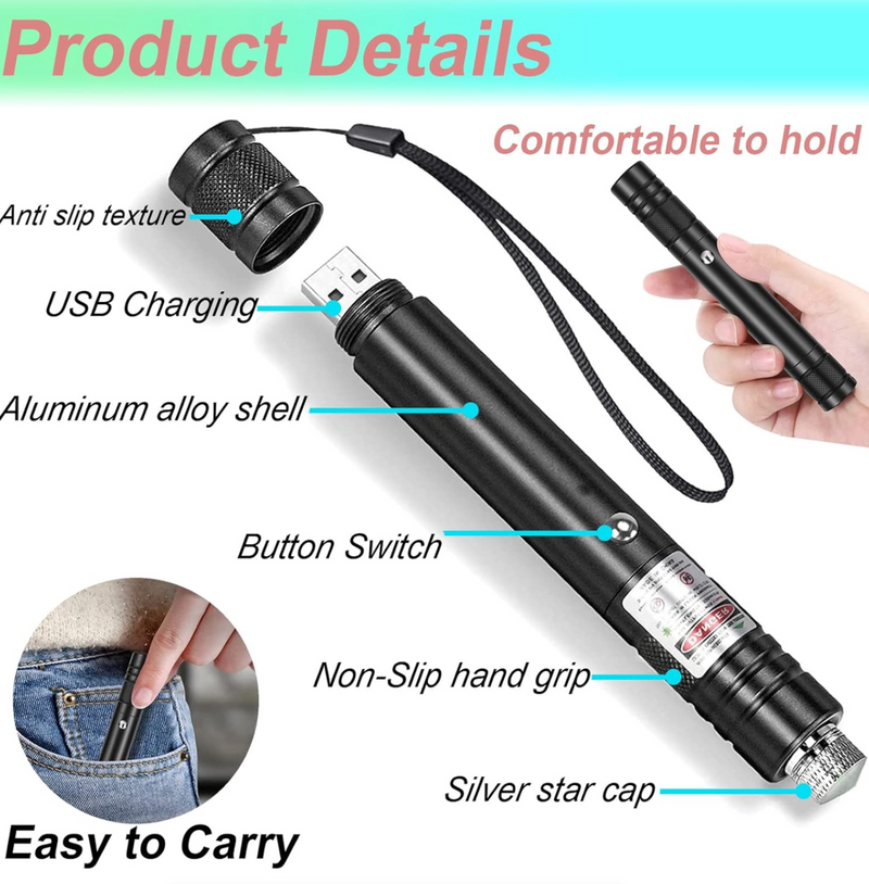 Rechargeable Laser Pointer Long Range with Star Cap for TV/LED