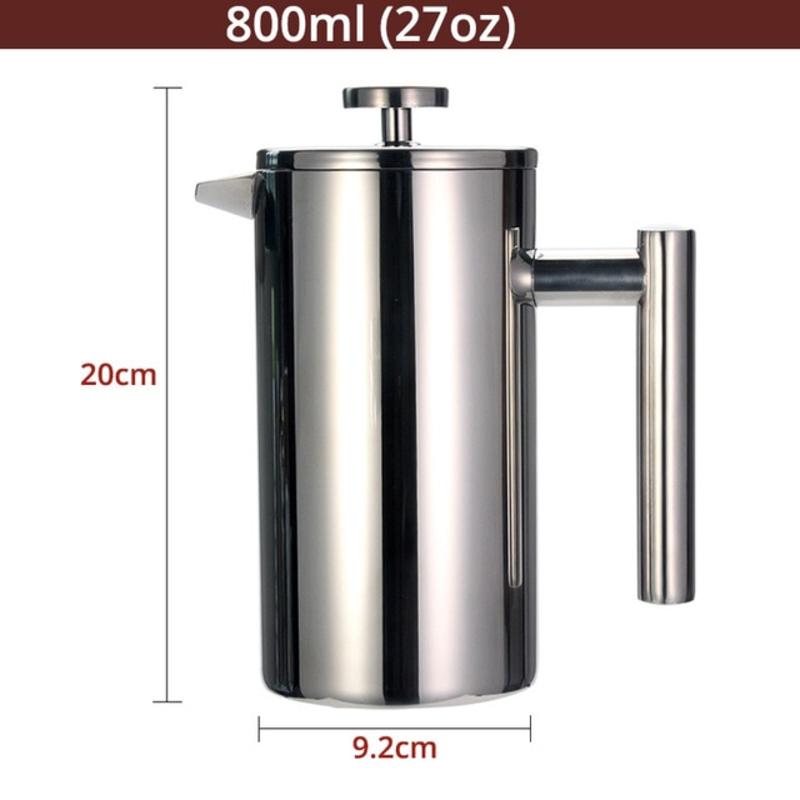 French Press Cafe Tea maker Stainless steel coffee pot, double vacuum