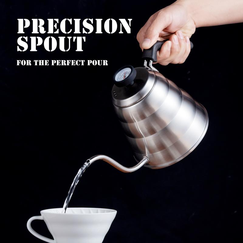 Stainless steel coffee kettle 1.2 l with temperature narrow