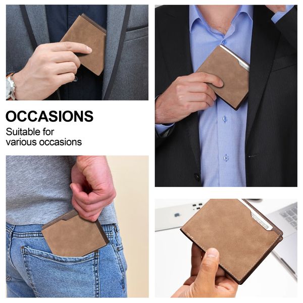 PU Leather Short Wallet Two-fold Multiple Pockets Large Slim Wallet Men