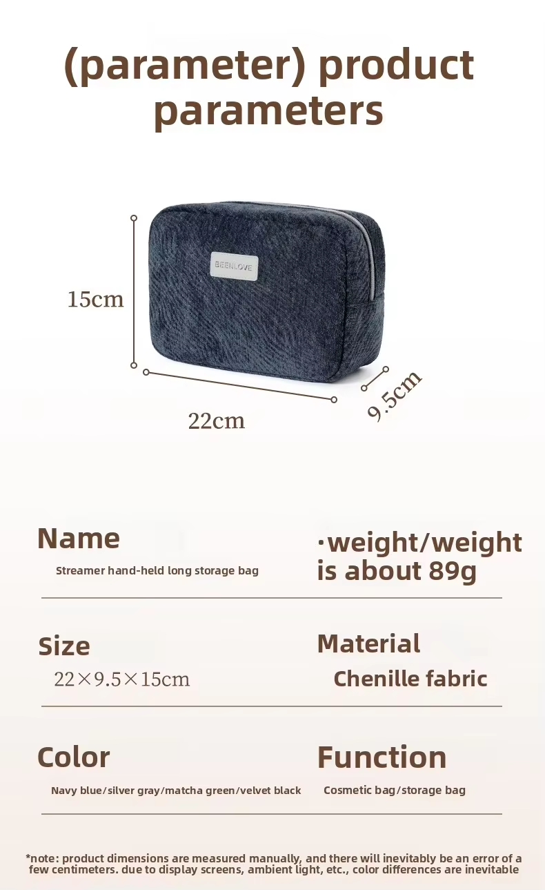 New Style Modern Zipper Clutch Cosmetic Toiletries Bag